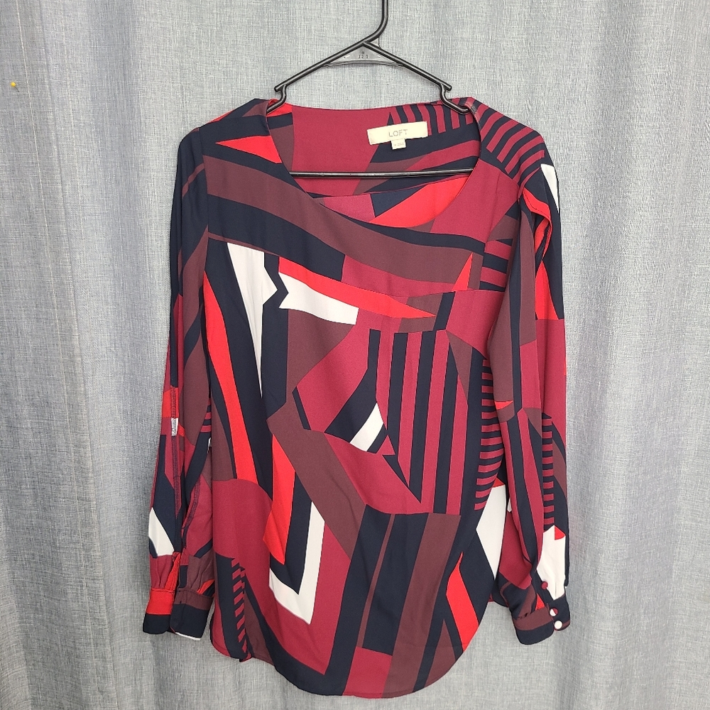 LOFT long sleeve open sleeve geometric dress